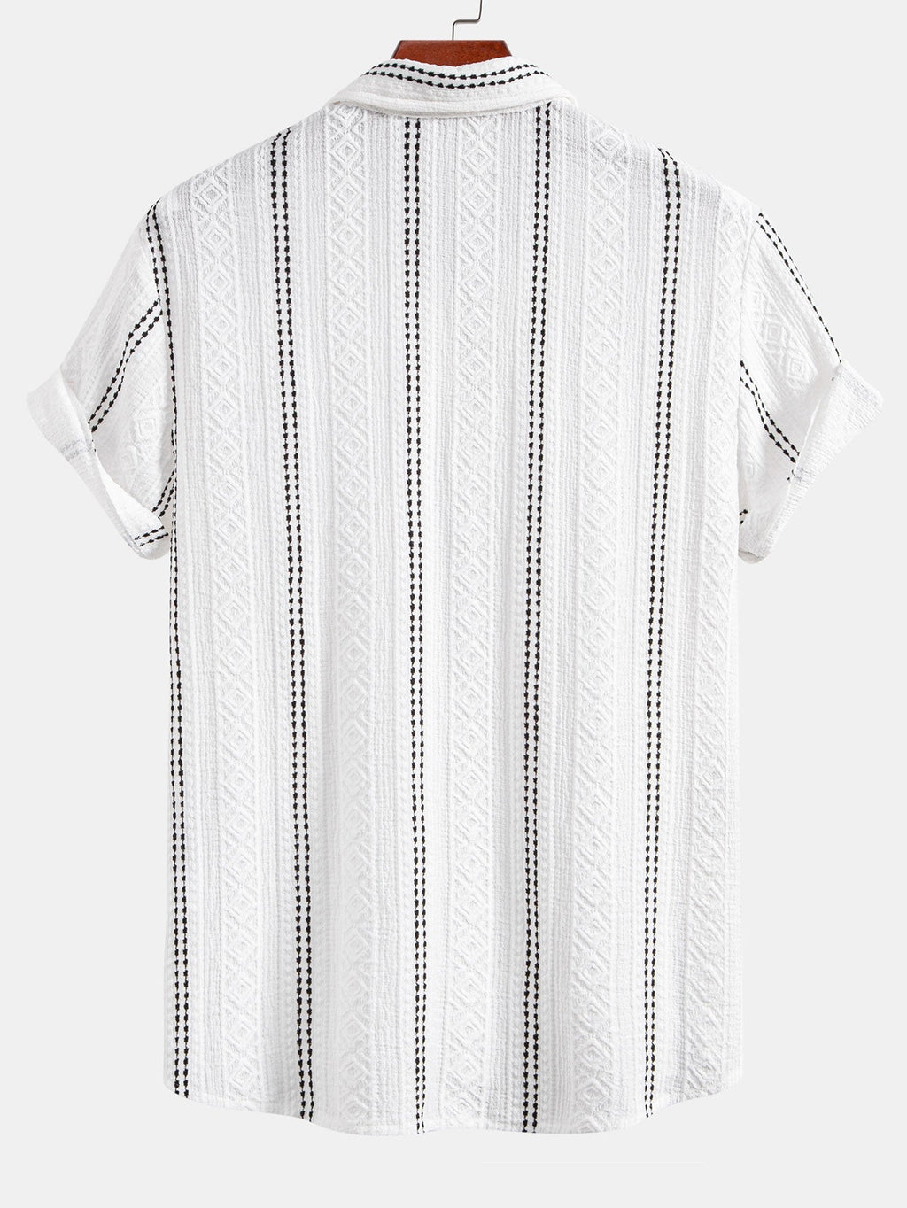 Geometrisen jacquard-nappipaidan ja kreppipintaisten shortsien täydentävä tuotekuva 4