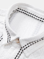 Geometrisen jacquard-nappipaidan ja kreppipintaisten shortsien täydentävä tuotekuva 14