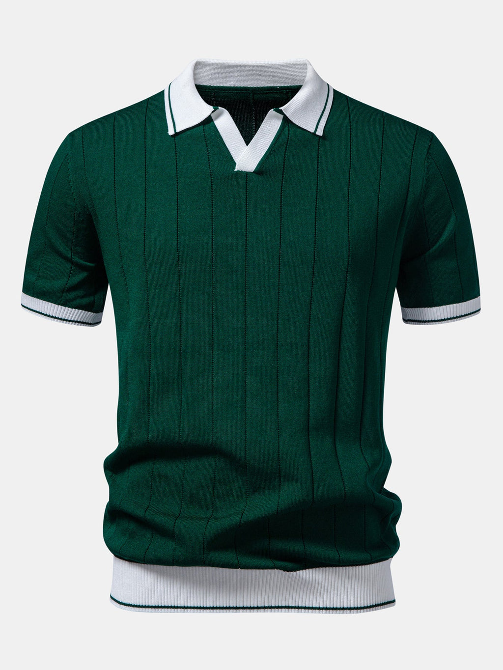 Ribbikauluksisen pikeepaidan ja kapenevien slim fit -housujen täydentävä tuotekuva 5