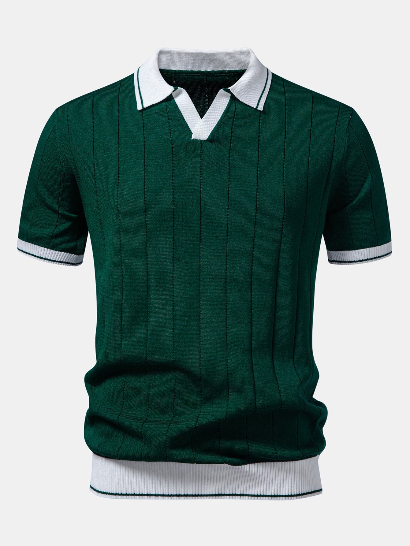 Ribbikauluksisen pikeepaidan ja kapenevien slim fit -housujen täydentävä tuotekuva 5
