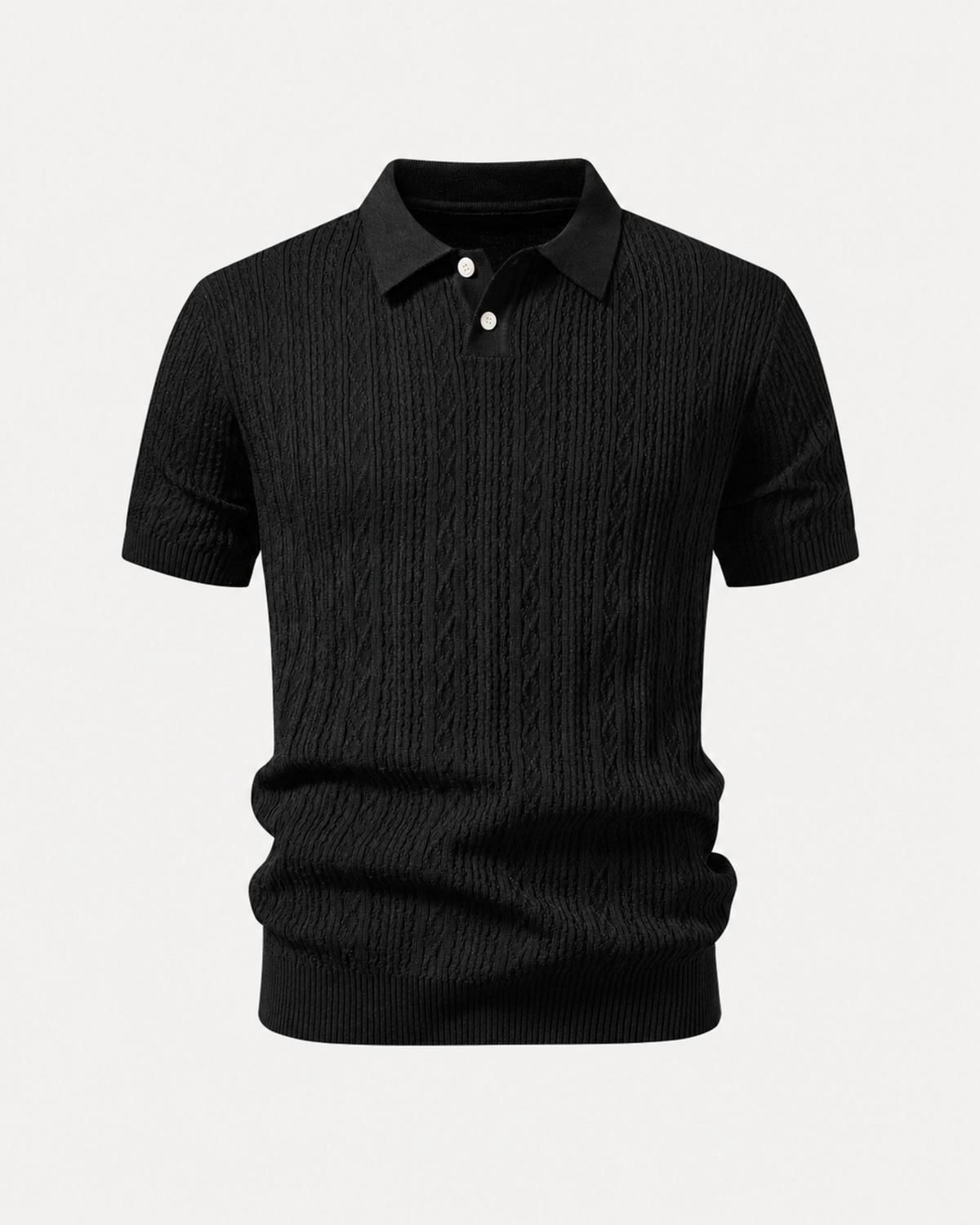 Musta geometrinen jacquard-neulepikeepaita, tekninen tuotekuva