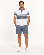 Miesten kaksiosainen digitaalipainettu paita- ja shortsisetti sinisenä